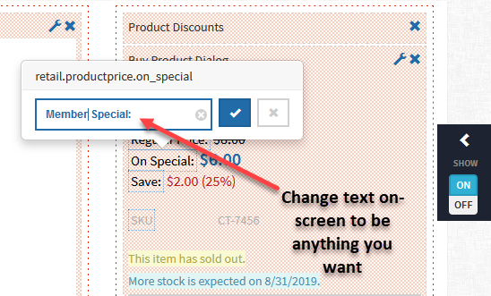 Customize the language or term image showing how to customize the term displayed