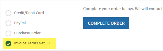 Payment terms for members image showing an invoice terms order