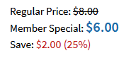 Resulting change for member pricing image showing a change to price label