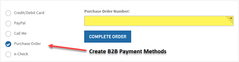 Image showing custom B2B purchase order payment methods