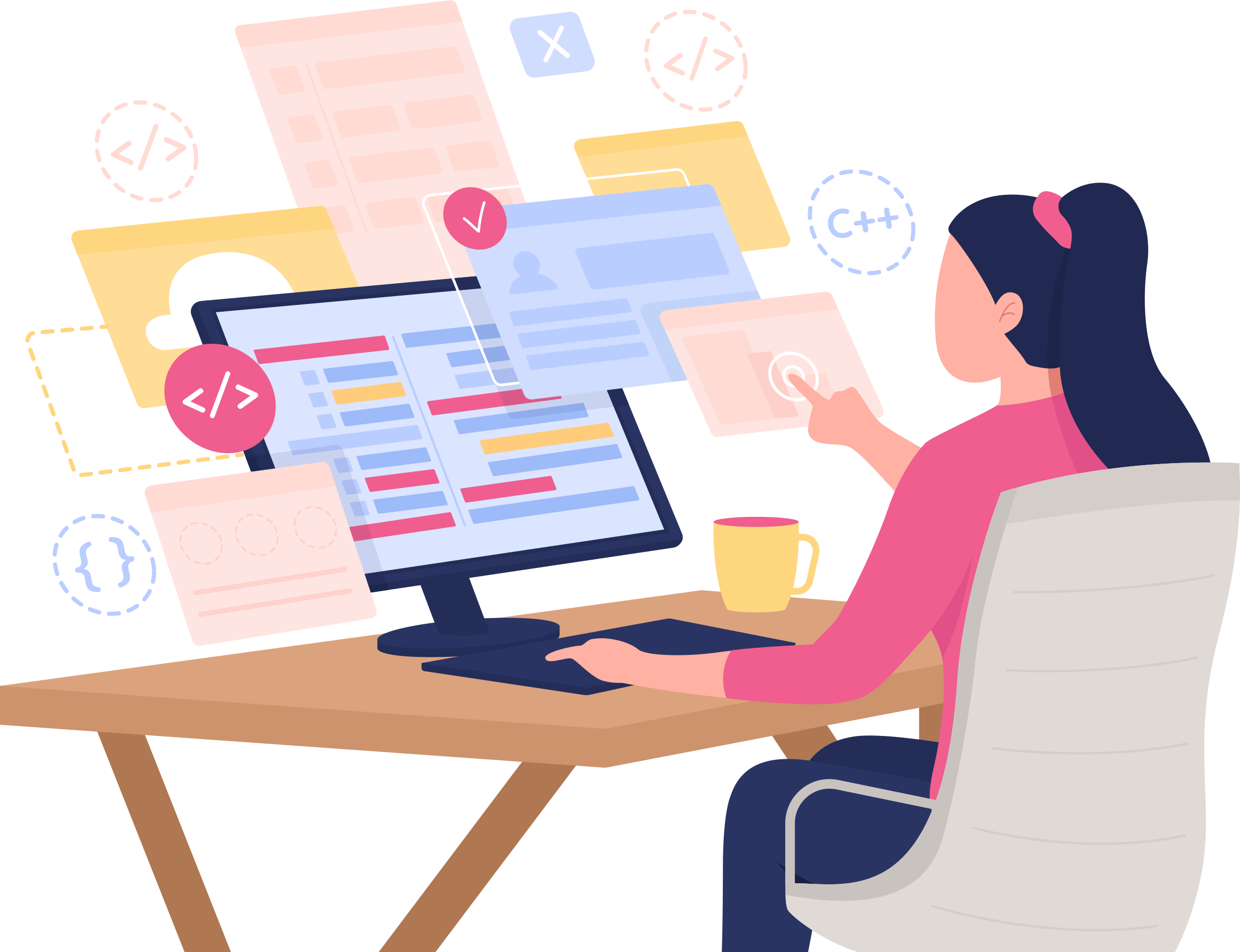 Girl sitting at desk working