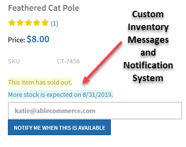 Inventory Stock message image showing notification option for inventory
