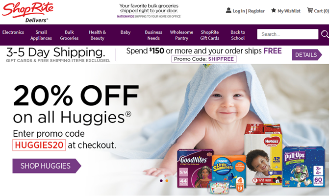 Shoprite.com image of customer home page at shoprite.com